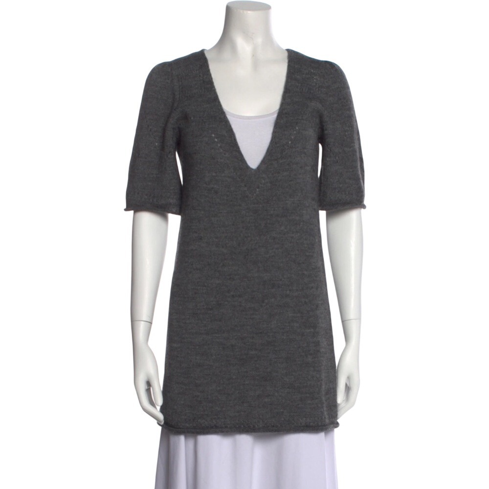 See by Chloe Size 6 Gray Knit Tunic Sweater Top Wool Alpaca Mohair Blend Italy
